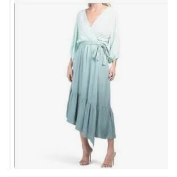 Young Fabulous and Broke YFB Jillian Ocean Bay Ombre Wrap Dress Mint Green S - Picture 1 of 7